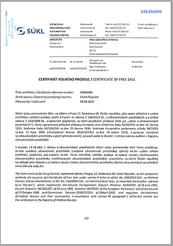 Hyiodine cerificate of free sale
