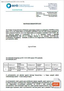 OGYÉI Hatósági bizonyítvány